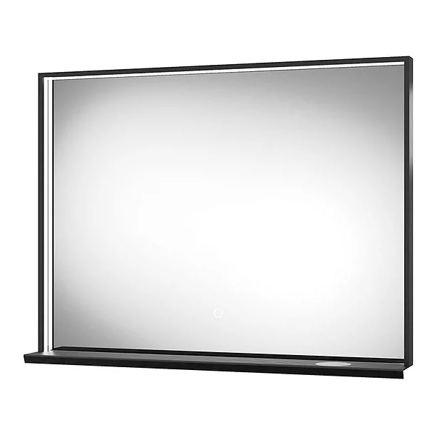 Arezzo Matt Black 800 X 600mm LED Illuminated Bathroom Mirror With QI Charger & Anti-Fog 2 Arezzo Matt Black 800 X 600mm LED Illuminated Bathroom Mirror With QI Charger & Anti-Fog - Image 2
