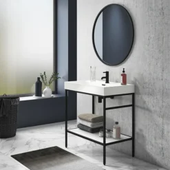 Arezzo Matt Black 800mm Round Mirror 11 Arezzo Matt Black 800mm Round Mirror -Bathroom Furniture Store az8brm d1