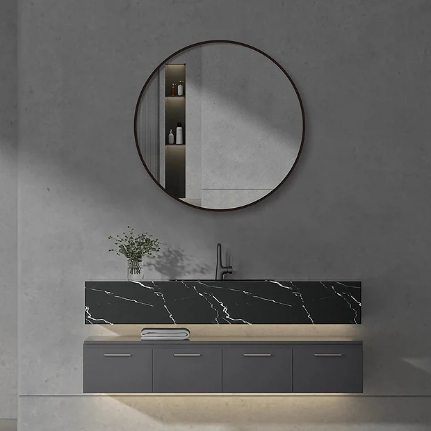 Arezzo Matt Black 800mm Round Mirror 4 Arezzo Matt Black 800mm Round Mirror - Image 4