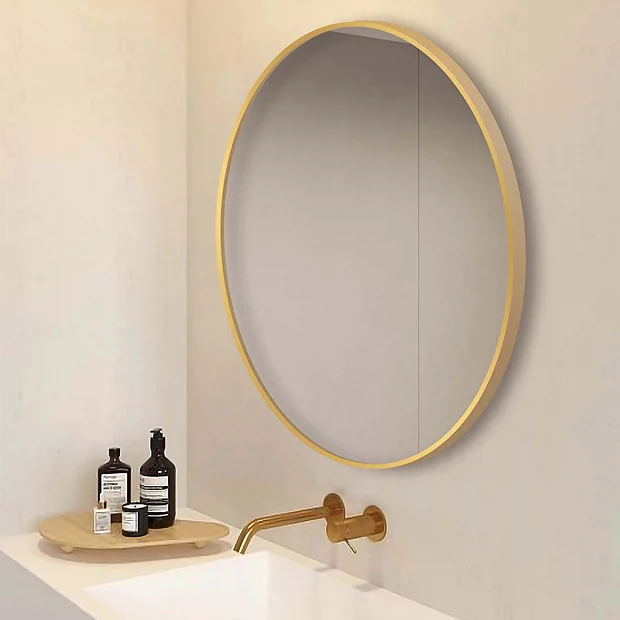 Arezzo Brushed Brass 800mm Round Mirror 2 Arezzo Brushed Brass 800mm Round Mirror - Image 2