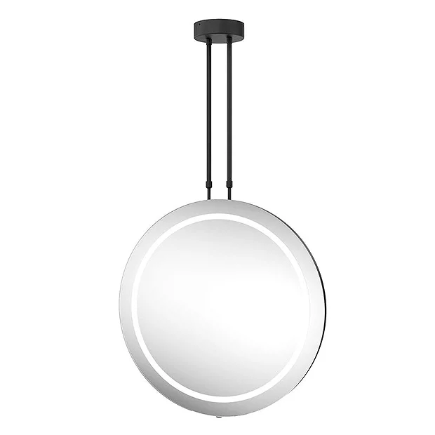 Arezzo Matt Black 600mm Hanging LED Illuminated Bathroom Mirror With Infrared Sensor & Anti-Fog 2 Arezzo Matt Black 600mm Hanging LED Illuminated Bathroom Mirror With Infrared Sensor & Anti-Fog - Image 2