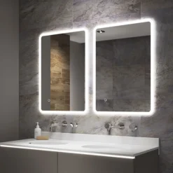 Arezzo 700 X 500mm Ultra Slim LED Illuminated Bathroom Mirror With Anti-Fog 5 Arezzo 700 X 500mm Ultra Slim LED Illuminated Bathroom Mirror With Anti-Fog -Bathroom Furniture Store az9703mb d1