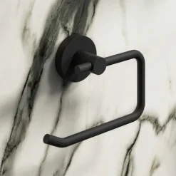 Arezzo Matt Black Round Toilet Roll Holder
