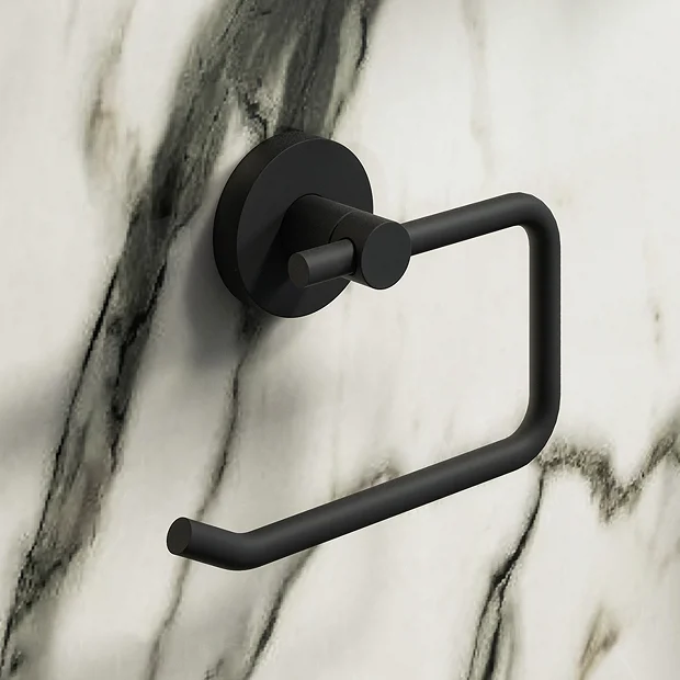 Arezzo Matt Black Round Toilet Roll Holder 1 Arezzo Matt Black Round Toilet Roll Holder