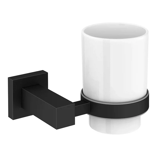 Arezzo Matt Black Tumbler Holder & Cup 1 Arezzo Matt Black Tumbler Holder & Cup