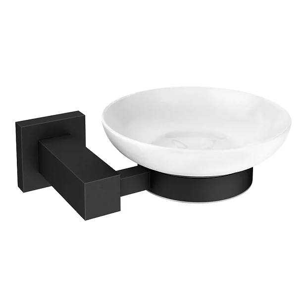 Arezzo Matt Black Soap Dish & Holder 2 Arezzo Matt Black Soap Dish & Holder - Image 2