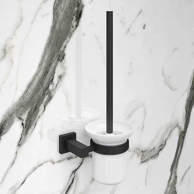 Arezzo Matt Black Toilet Brush & Holder 2 Arezzo Matt Black Toilet Brush & Holder - Image 2