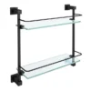 Arezzo Matt Black Modern Double Glass Shelf