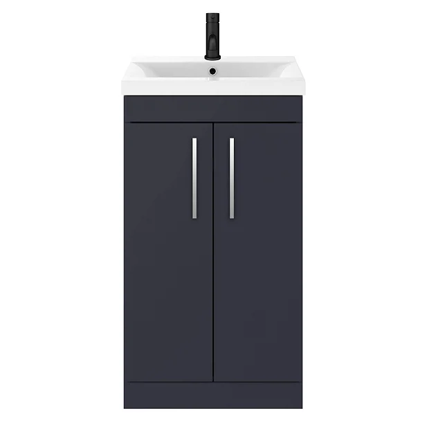 Arezzo 500 Matt Blue Floor Standing Vanity Unit With Chrome Handles 1 Arezzo 500 Matt Blue Floor Standing Vanity Unit With Chrome Handles