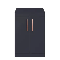 Arezzo Floor Standing Countertop Vanity Unit - Matt Blue - 600mm With Rose Gold Handles -Bathroom Furniture Store azb6fswrg d3