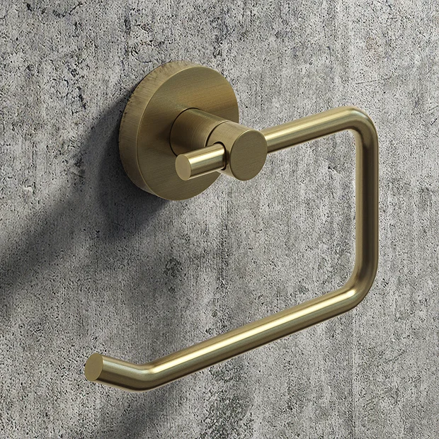 Arezzo Brushed Brass Round Toilet Roll Holder 2 Arezzo Brushed Brass Round Toilet Roll Holder - Image 2