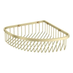 Arezzo Brushed Brass Wire Corner Shower Basket