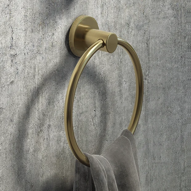 Arezzo Brushed Brass Round Towel Ring 2 Arezzo Brushed Brass Round Towel Ring - Image 2