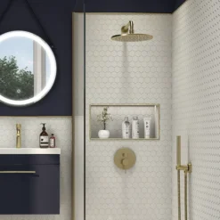 Arezzo Brushed Brass Round Concealed Manual Shower Valve With Diverter