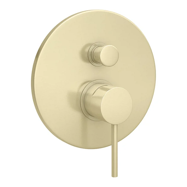 Arezzo Brushed Brass Round Concealed Manual Shower Valve With Diverter 2 Arezzo Brushed Brass Round Concealed Manual Shower Valve With Diverter - Image 2