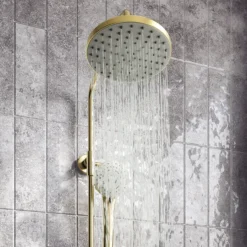 Arezzo Round Thermostatic Shower - Brushed Brass