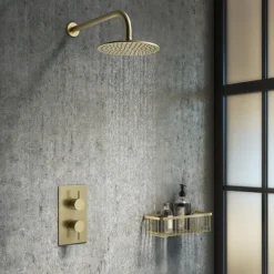 Arezzo Brushed Brass 300mm Wire Shower Basket