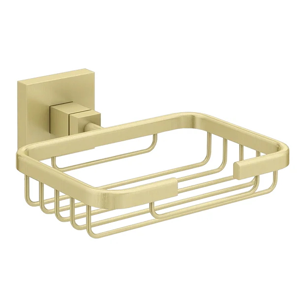 Arezzo Square Brushed Brass Soap Basket 1 Arezzo Square Brushed Brass Soap Basket