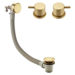 Arezzo Brushed Brass Deck Bath Side Valves With Freeflow Bath Filler -Bathroom Furniture Store azbbsvpack d1