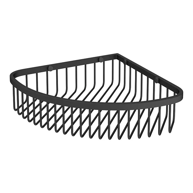 Arezzo Matt Black Wire Corner Shower Basket 1 Arezzo Matt Black Wire Corner Shower Basket