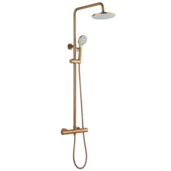 Arezzo Round Thermostatic Shower - Brushed Bronze -Bathroom Furniture Store azbrzrd3d1