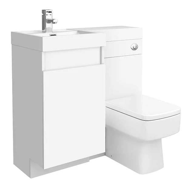 Arezzo 900mm Gloss White Combination Bathroom Suite Unit (inc. Cistern + Square Toilet) 4 Arezzo 900mm Gloss White Combination Bathroom Suite Unit (inc. Cistern + Square Toilet) - Image 4