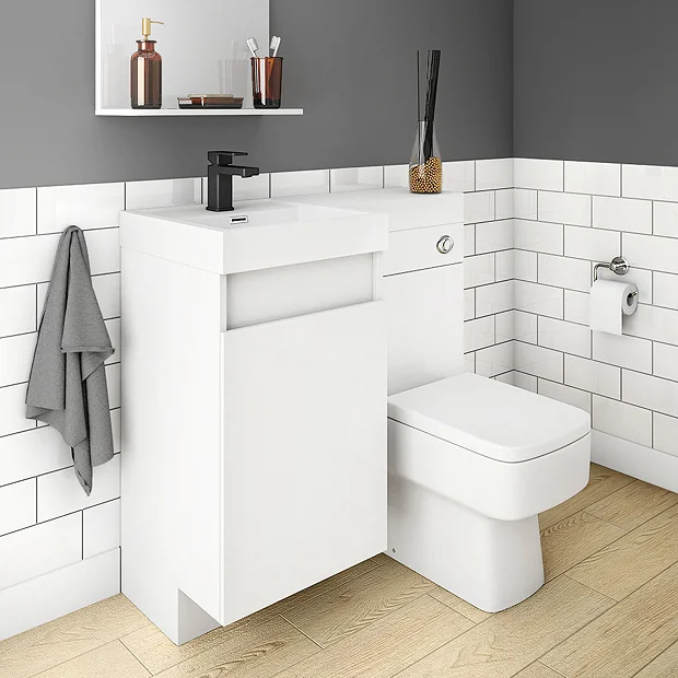 Arezzo 900mm Gloss White Combination Bathroom Suite Unit (inc. Cistern + Square Toilet) 2 Arezzo 900mm Gloss White Combination Bathroom Suite Unit (inc. Cistern + Square Toilet) - Image 2