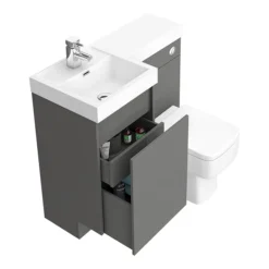 Arezzo 900mm Gloss Grey Combination Bathroom Suite Unit (inc. Cistern + Square Toilet) 8 Arezzo 900mm Gloss Grey Combination Bathroom Suite Unit (inc. Cistern + Square Toilet) -Bathroom Furniture Store azcbs9gry d1