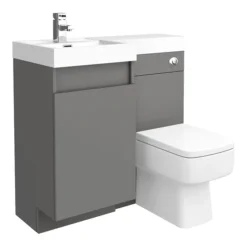 Arezzo 900mm Gloss Grey Combination Bathroom Suite Unit (inc. Cistern + Square Toilet) 9 Arezzo 900mm Gloss Grey Combination Bathroom Suite Unit (inc. Cistern + Square Toilet) -Bathroom Furniture Store azcbs9gry nd2
