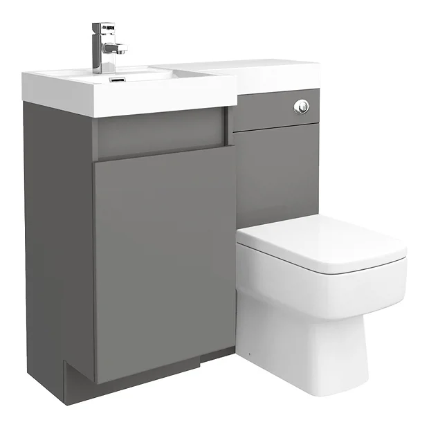 Arezzo 900mm Gloss Grey Combination Bathroom Suite Unit (inc. Cistern + Square Toilet) 4 Arezzo 900mm Gloss Grey Combination Bathroom Suite Unit (inc. Cistern + Square Toilet) - Image 4