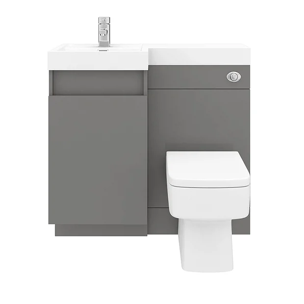Arezzo 900mm Gloss Grey Combination Bathroom Suite Unit (inc. Cistern + Square Toilet) 1 Arezzo 900mm Gloss Grey Combination Bathroom Suite Unit (inc. Cistern + Square Toilet)