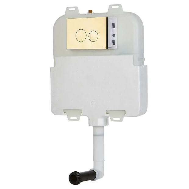 Arezzo Compact Concealed Cistern With Gold Flush Plate - Round Buttons 2 Arezzo Compact Concealed Cistern With Gold Flush Plate - Round Buttons - Image 2