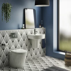 Arezzo Compact Concealed Cistern With Brushed Gunmetal Grey Flush Plate - Round Buttons