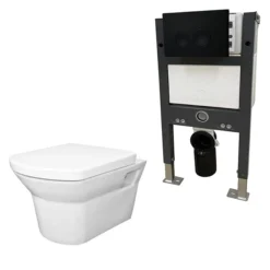 Arezzo Compact Toilet Fixing Frame With Dual Flush Cistern + Modern Toilet
