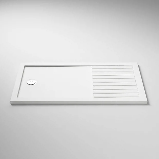 Arezzo 1400 X 900 Fluted Glass Brushed Brass Profile Wet Room (800 Screen, Square Support Arm + Tray) 5 Arezzo 1400 X 900 Fluted Glass Brushed Brass Profile Wet Room (800 Screen, Square Support Arm + Tray) - Image 5