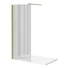 Arezzo 1400 X 900 Fluted Glass Brushed Brass Profile Wet Room (800 Screen, Square Support Arm + Tray)