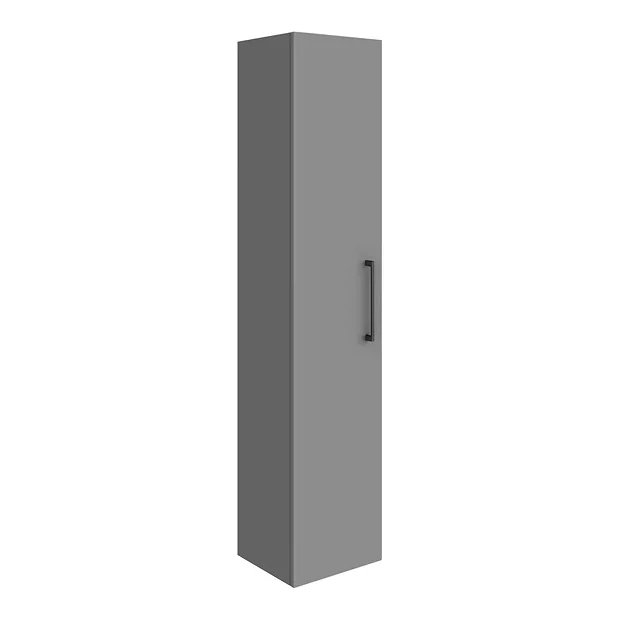 Arezzo Matt Grey Wall Hung Tall Storage Cabinet With Matt Black Handle 2 Arezzo Matt Grey Wall Hung Tall Storage Cabinet With Matt Black Handle - Image 2