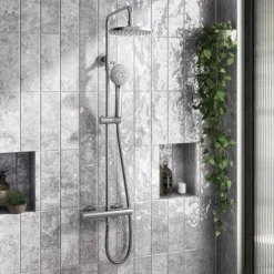 Arezzo Round Thermostatic Shower - Gunmetal Grey -Bathroom Furniture Store azgmrd3 d3