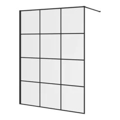 Arezzo 1400 X 800 Matt Black Grid Wet Room (inc. 1400 Screen + Tray)