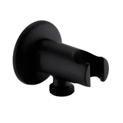 Arezzo Round Wall Elbow & Shower Handset Holder - Matt Black