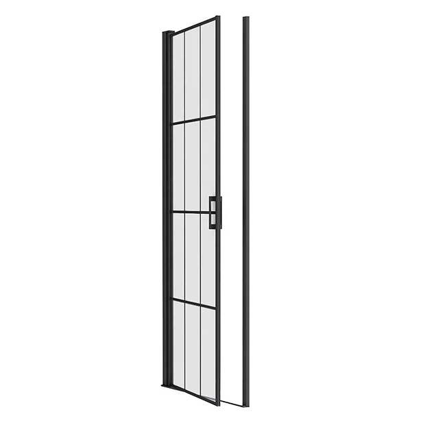 Arezzo 800mm Matt Black Grid Frameless Pivot Shower Door + Tray For Recess 6 Arezzo 800mm Matt Black Grid Frameless Pivot Shower Door + Tray For Recess - Image 6