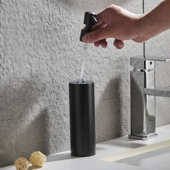 Arezzo Freestanding Round Soap Dispenser Matt Black -Bathroom Furniture Store azrd1mbfd3