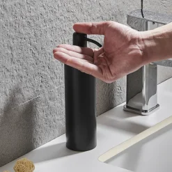 Arezzo Freestanding Round Soap Dispenser Matt Black -Bathroom Furniture Store azrd1mbfd4