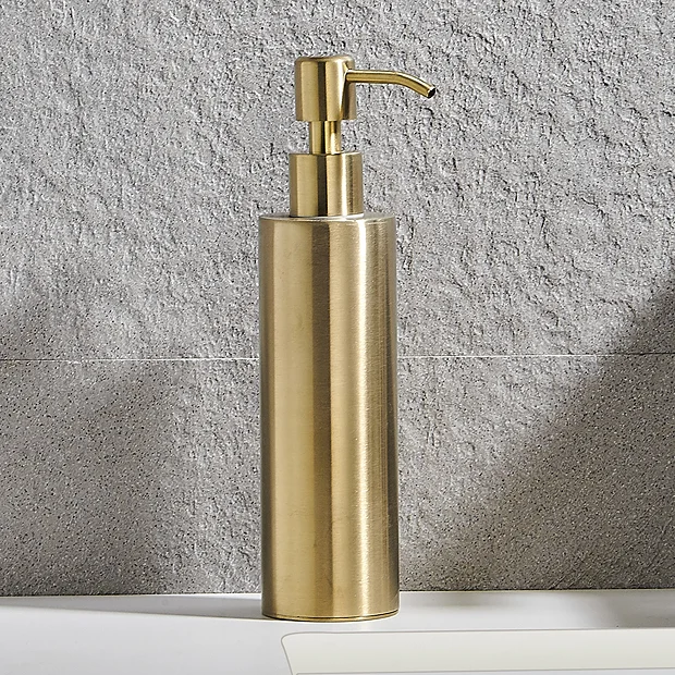 Arezzo Freestanding Round Soap Dispenser Brushed Brass 3 Arezzo Freestanding Round Soap Dispenser Brushed Brass - Image 3
