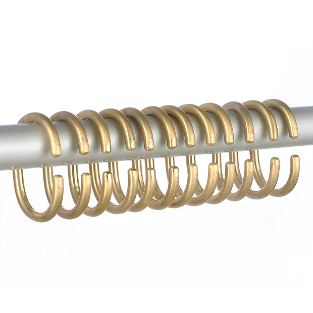 Arezzo C-Type Shower Curtain Rings (Pack Of 12) Brushed Brass 2 Arezzo C-Type Shower Curtain Rings (Pack Of 12) Brushed Brass - Image 2