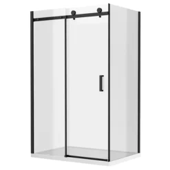 Arezzo Matt Black 1400 X 700 Frameless Sliding Door Shower Enclosure