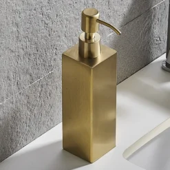 Arezzo Freestanding Square Soap Dispenser Brushed Brass 7 Arezzo Freestanding Square Soap Dispenser Brushed Brass -Bathroom Furniture Store azsq2bbf d1
