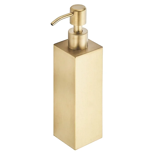 Arezzo Freestanding Square Soap Dispenser Brushed Brass 2 Arezzo Freestanding Square Soap Dispenser Brushed Brass - Image 2