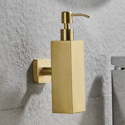 Arezzo Brushed Brass Square Wall Mounted Soap Dispenser 9 Arezzo Brushed Brass Square Wall Mounted Soap Dispenser -Bathroom Furniture Store azsq2bbw d3