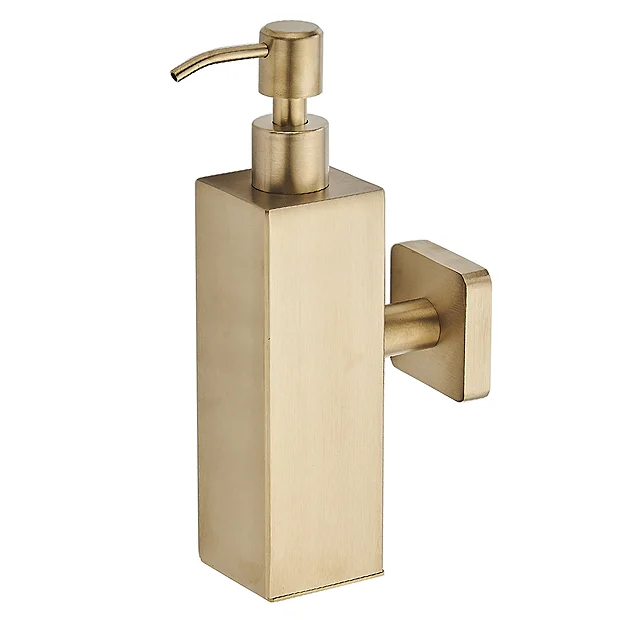 Arezzo Brushed Brass Square Wall Mounted Soap Dispenser 2 Arezzo Brushed Brass Square Wall Mounted Soap Dispenser - Image 2